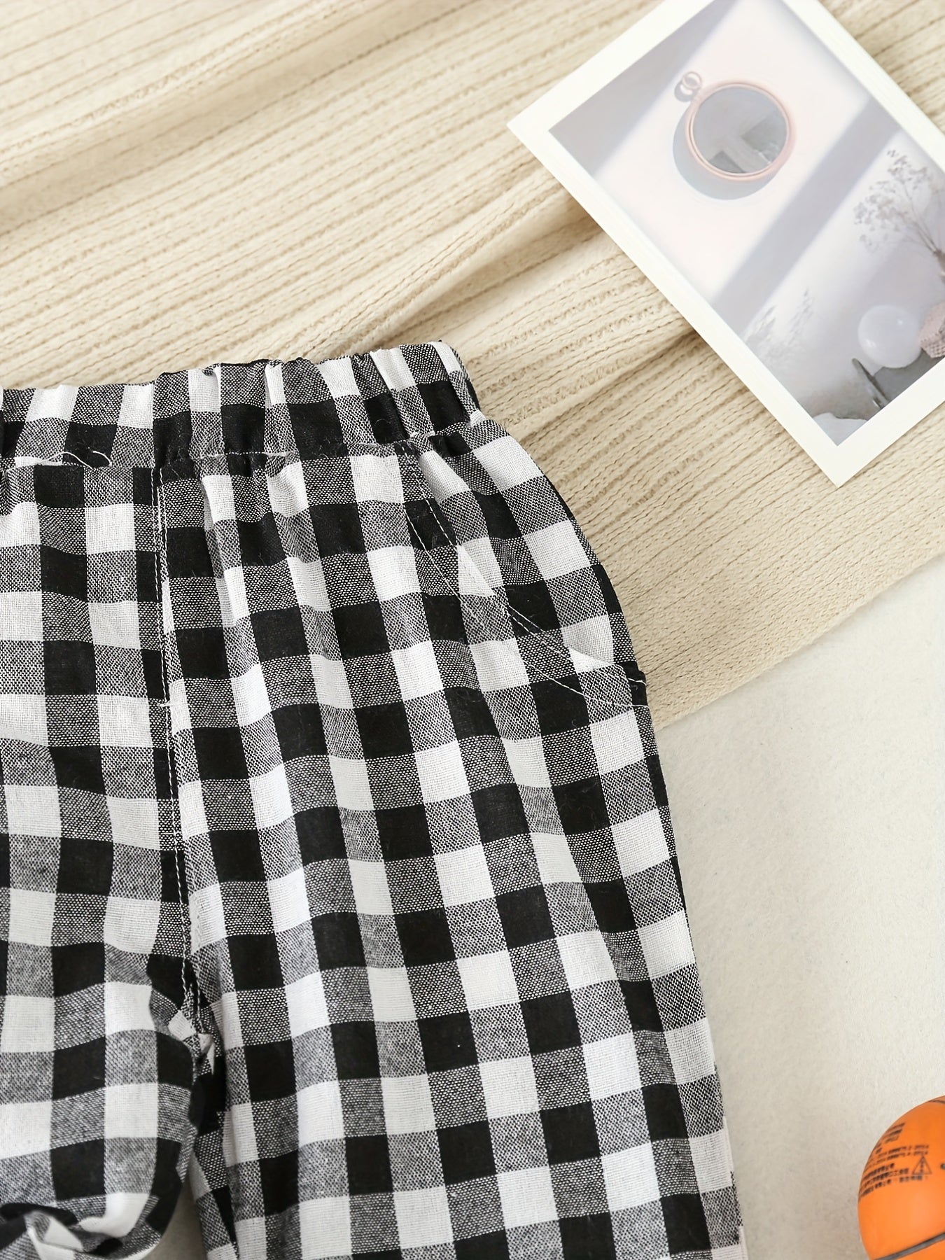 Boys Plaid Long Pants Elastic Waist Casual Kids Clothes