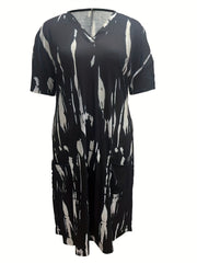  Tie Dye Striped Maxi Dress with Pocket