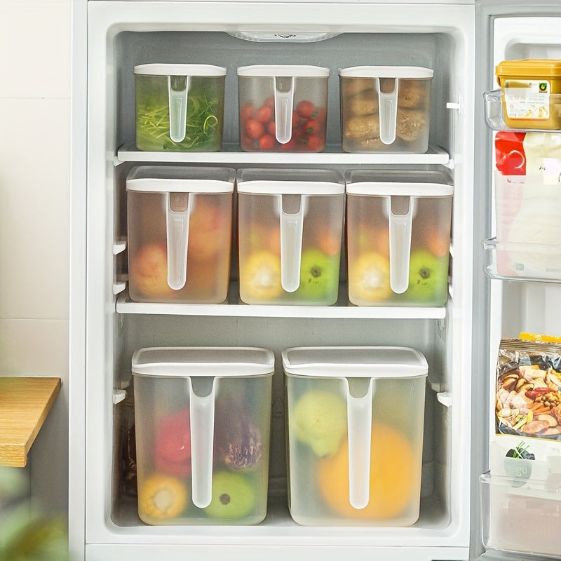 2pcs Refrigerator Storage Box Transparent Handle With Cover