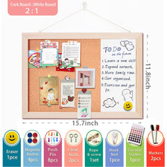 30 Magnetic Whiteboard & Cork Board Combo - Messages Drawings & More