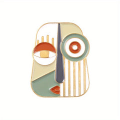Geometric Portrait Enamel Pins Abstract Face Brooches