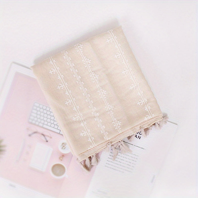 Polyester Print Tassel Scarf Casual Accessories