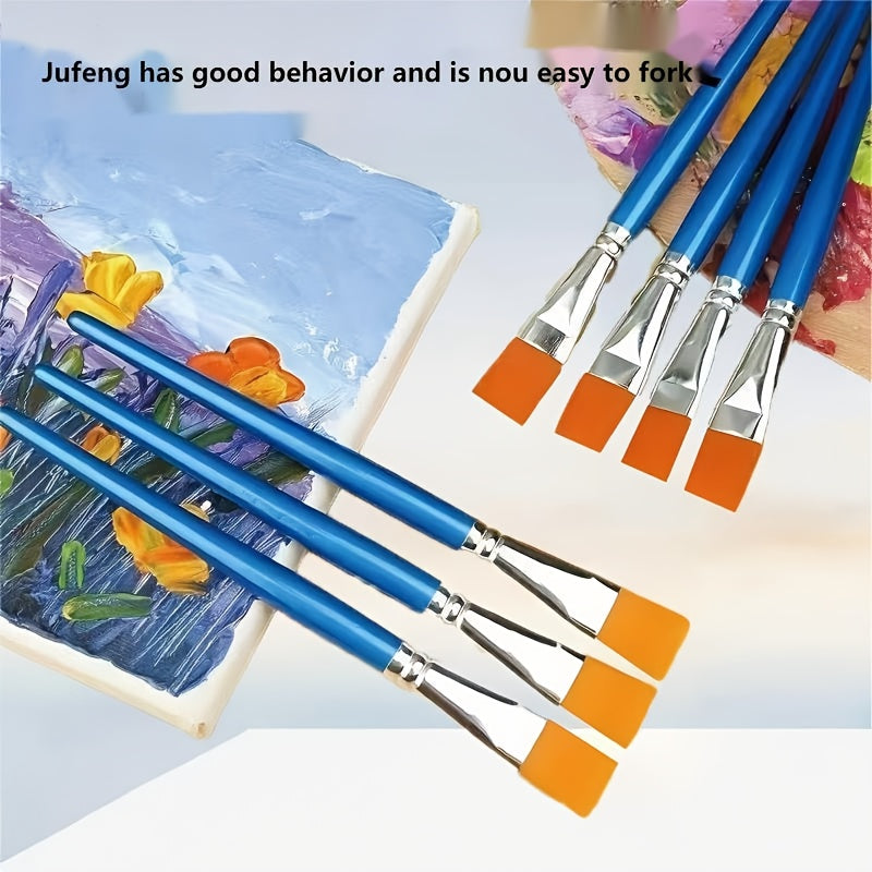 Nylon Brushes for Acrylic Painting Wooden Handle Smooth Application