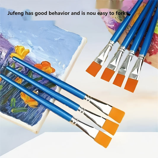 Nylon Brushes for Acrylic Painting Wooden Handle Smooth Application
