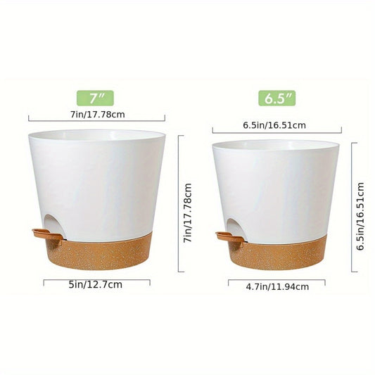 Self-Watering Plastic Flower Pots - Set of 1