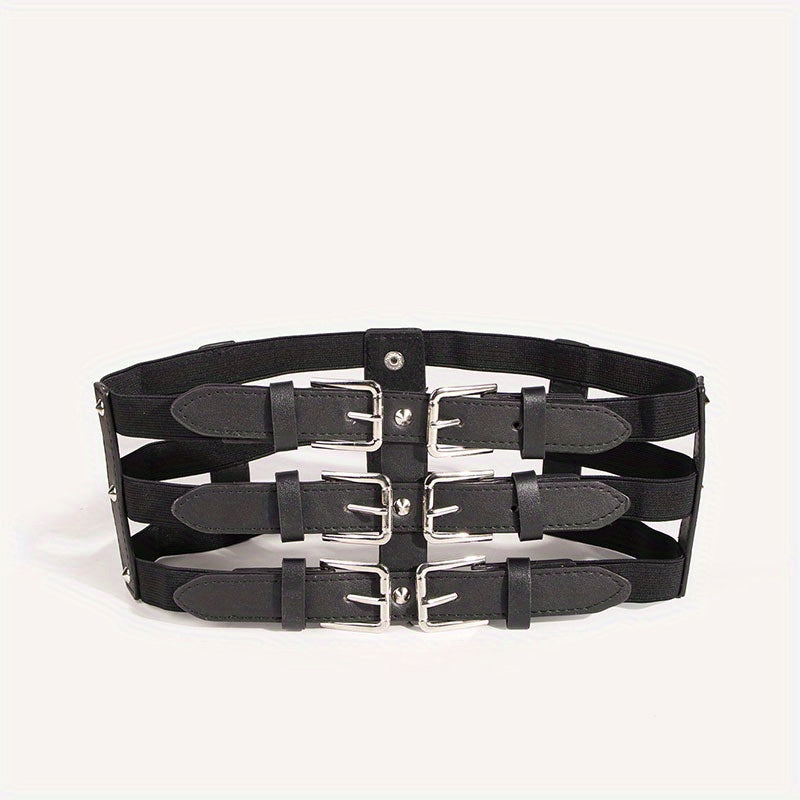 Wide Belt Punk Waistband Three Layer Girdle