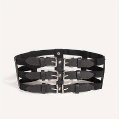 Wide Belt Punk Waistband Three Layer Girdle