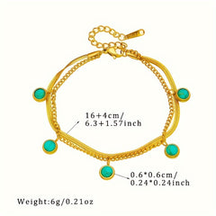 Stainless Steel Turquoise Pendant Bracelet - Women's Party Jewelry