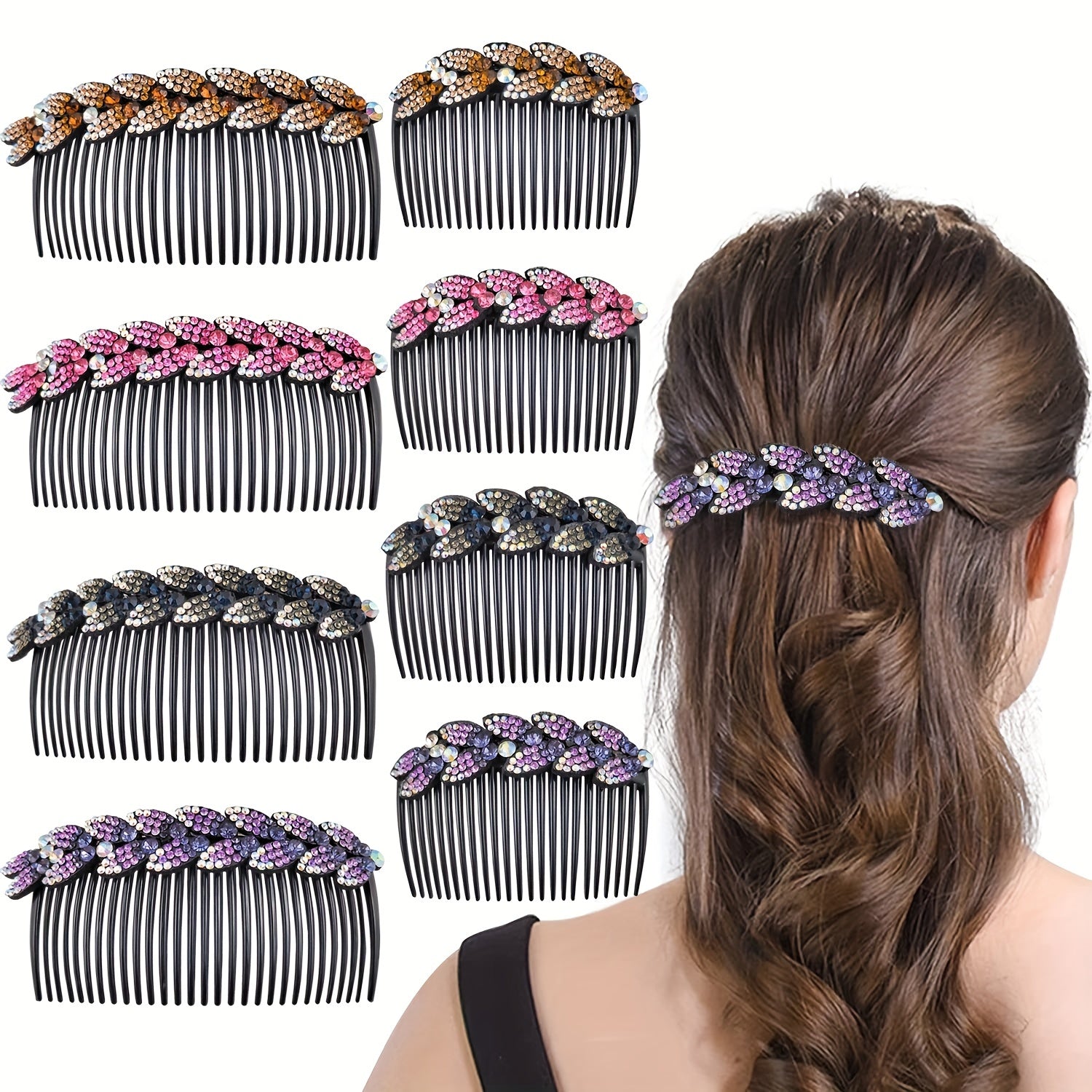 Rhinestone Hair Side Comb French Hair Insert Comb Hairpins Barrettes