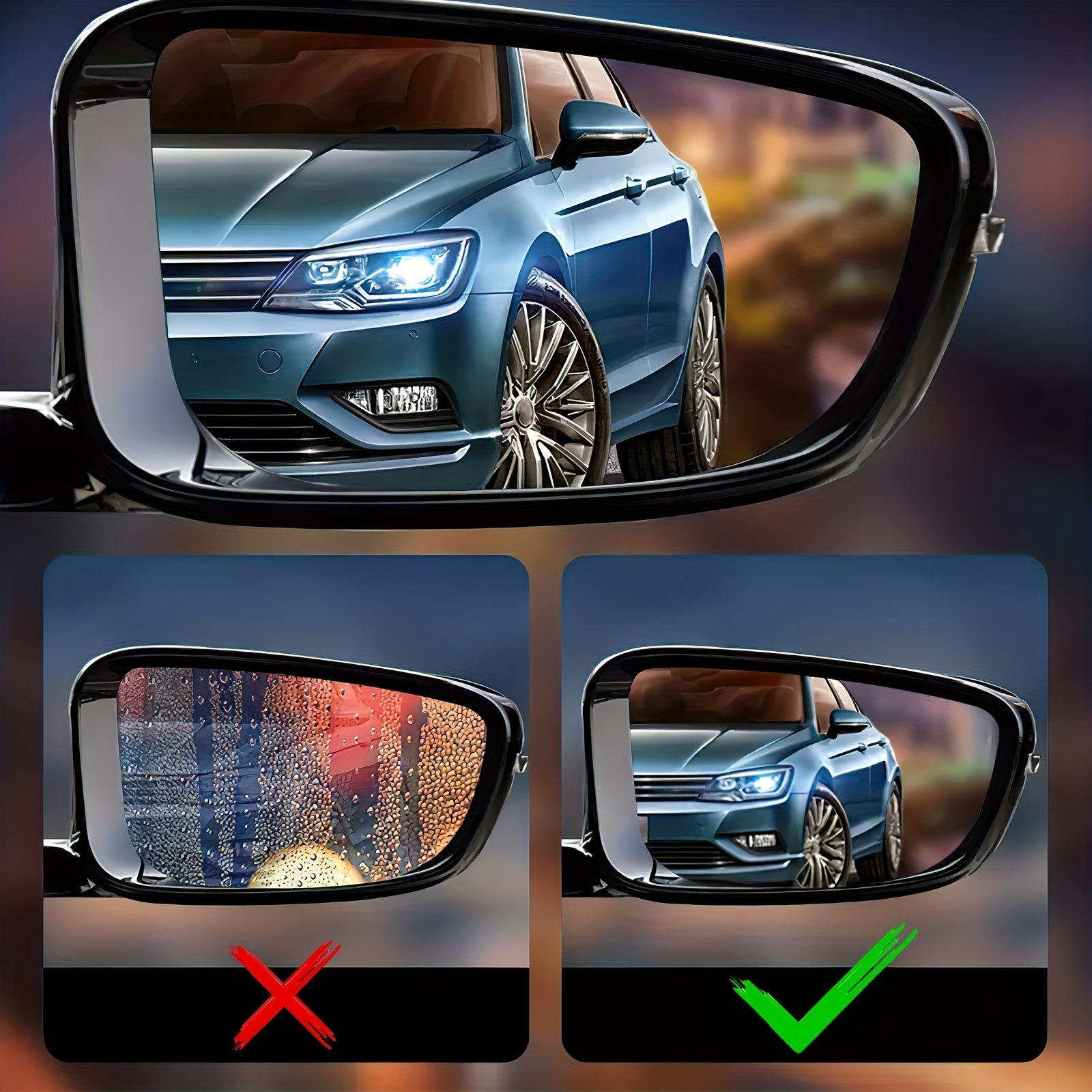 2pcs Car Mirror Film Rainproof Waterproof Anti Fog HD Protection Sticker