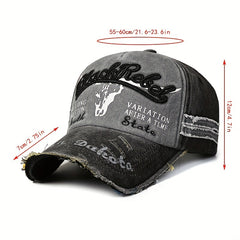 Ripped Letter Embroidery Baseball Cap Vintage Washed Distressed Cotton Dad Hats