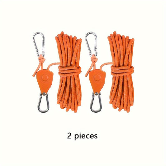 2pcs Camping Canopy Wind Rope Tent Rope Pulley Adjuster Rope Lamp Adjustable
