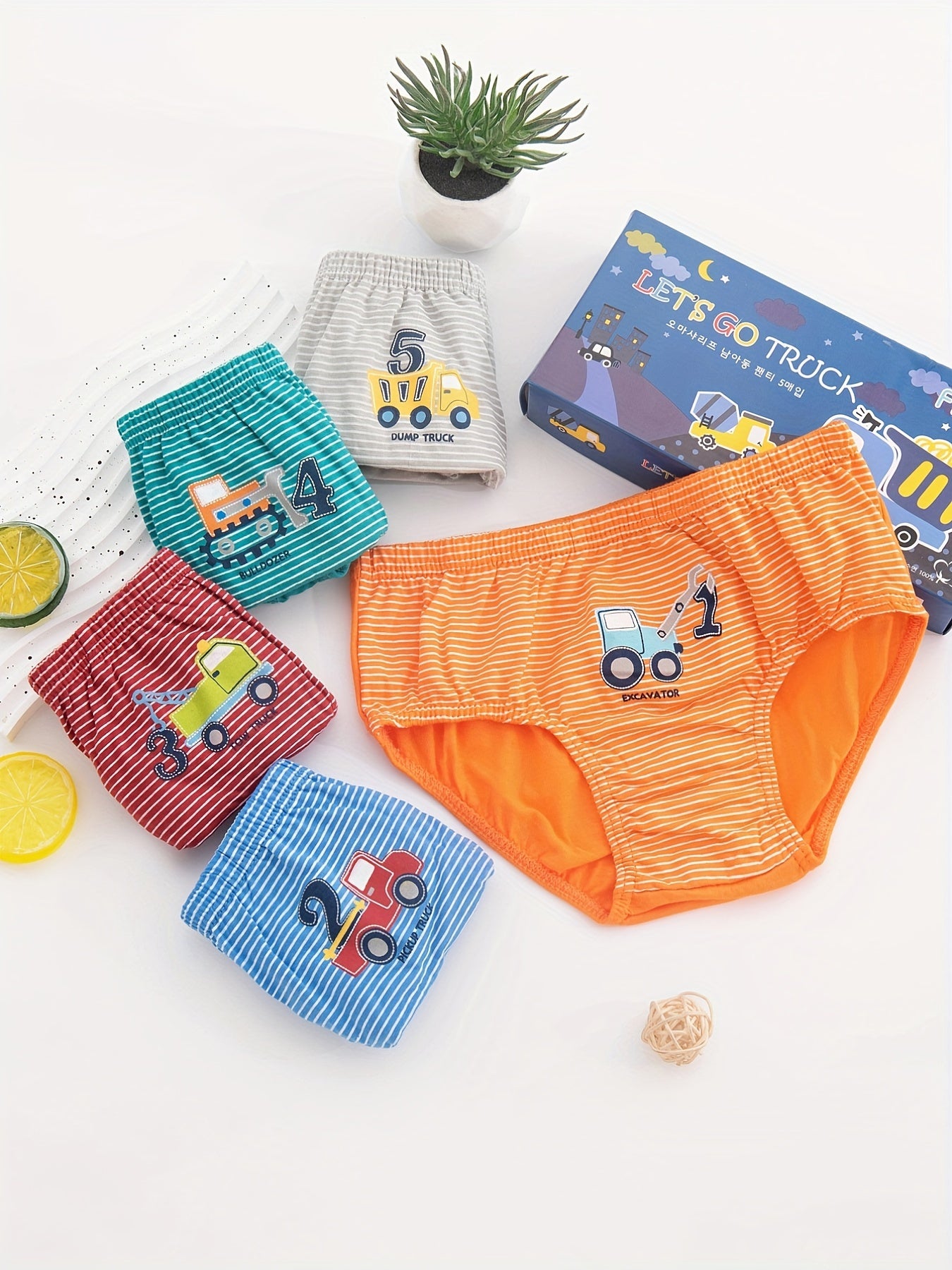 5pcs Boy's Cotton Triangle Panties Multiple Colors Elastic Waist Underwear