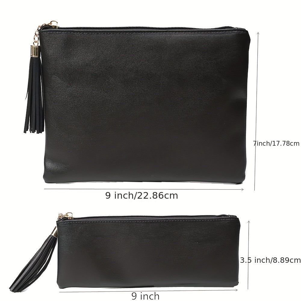 Large Leather Makeup Bag Zipper Pouch for Women Travel