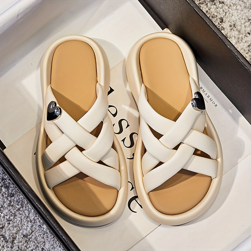 Women's Cross Strap Summer Slippers Sandals Thick Sole Comfortable Platform