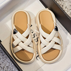 Women's Cross Strap Summer Slippers Sandals Thick Sole Comfortable Platform