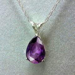 925 Silver Teardrop Gemstone Zircon Pendant Necklace