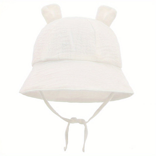 Baby Rabbit Ears Bucket Hat Cotton And Hemp Cloth Material