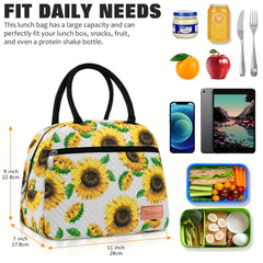 Sunflower Insulated Lunch Bag for Work School Picnic