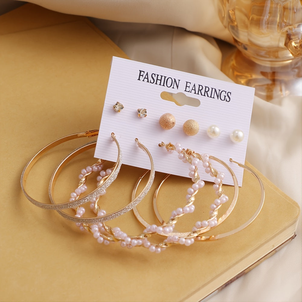 Vintage Rhinestone Stud Earrings Set for Women