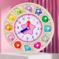 Wooden Teaching Clock with Random Pattern Toys