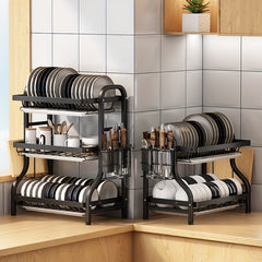 Compact Dish Drying Rack with Drainboard Set