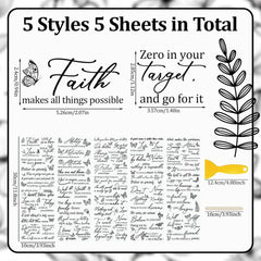 5pcs Inspirational Quotes & Butterfly Designs Rub On Transfer Stickers