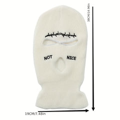 Men's Embroidered Balaclava Knitted Mask Beanie Winter Face Cover