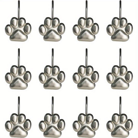12pcs Cat Paw Print Shower Curtain Hook Bathroom Accessories