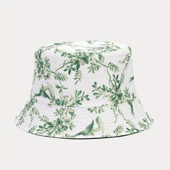 Retro Print Pattern Double-sided Bucket Hat Unisex Spring Summer Sun Protection