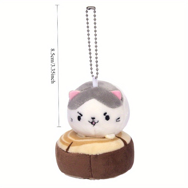 Cartoon Kitten Plush Keychain Soft Polyester Fiber Perfect for Wedding Shower