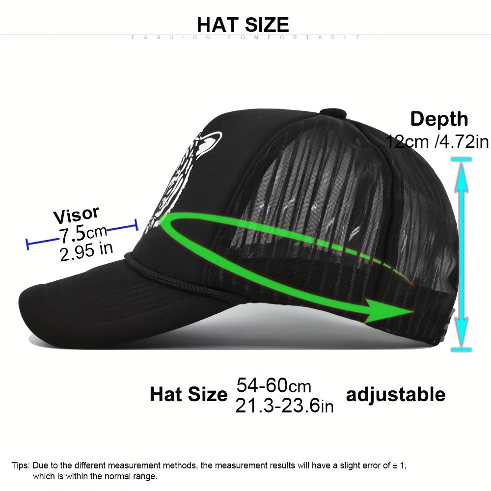 Tiger Print Trucker Hat Hip Hop Mesh Baseball Cap Adjustable Sunshade Dad Hats