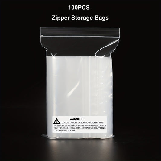 100pcs Clear Zipper Bag Plastic Zipper Bags Sealed Food Storage