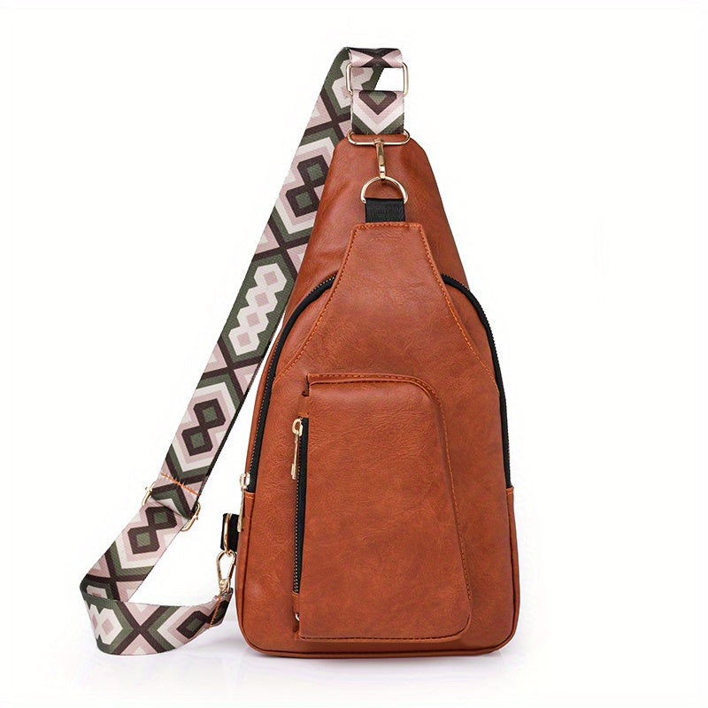 Men's Soft Leather Chest Bag Large Capacity Satchel Diagonal Shoulder Bag