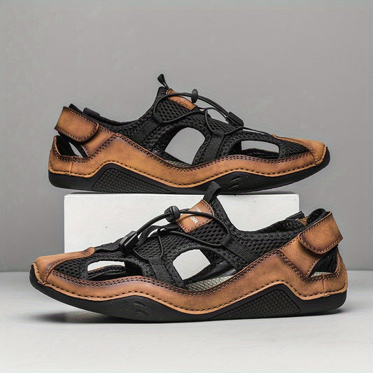 Men's Breathable Mesh Sandals w/ Draw String & Velcro Outdoor Walking Shoes