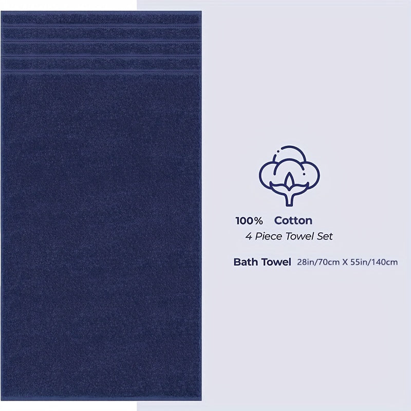 4pcs Cotton Bath Towel Set Soft Skin-friendly Absorbent Towel