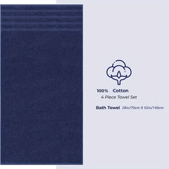 4pcs Cotton Bath Towel Set Soft Skin-friendly Absorbent Towel