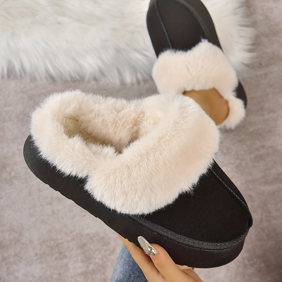 Women's Non Slip Snow Shoes Comfortable Fleece Warm Ankle Shoes