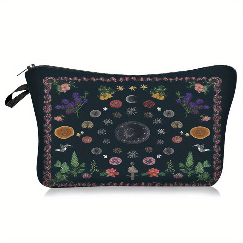 Vintage Moon Phase Pattern Storage Pouch Zipper Makeup Bag