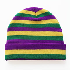 Knitted Striped Hats Purple Winter Cap