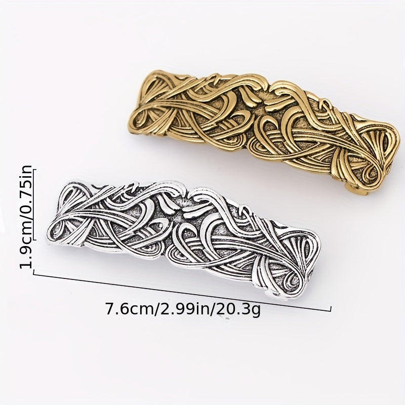 Vintage Viking Pattern Hair Clip French Barrette Ponytail Holder