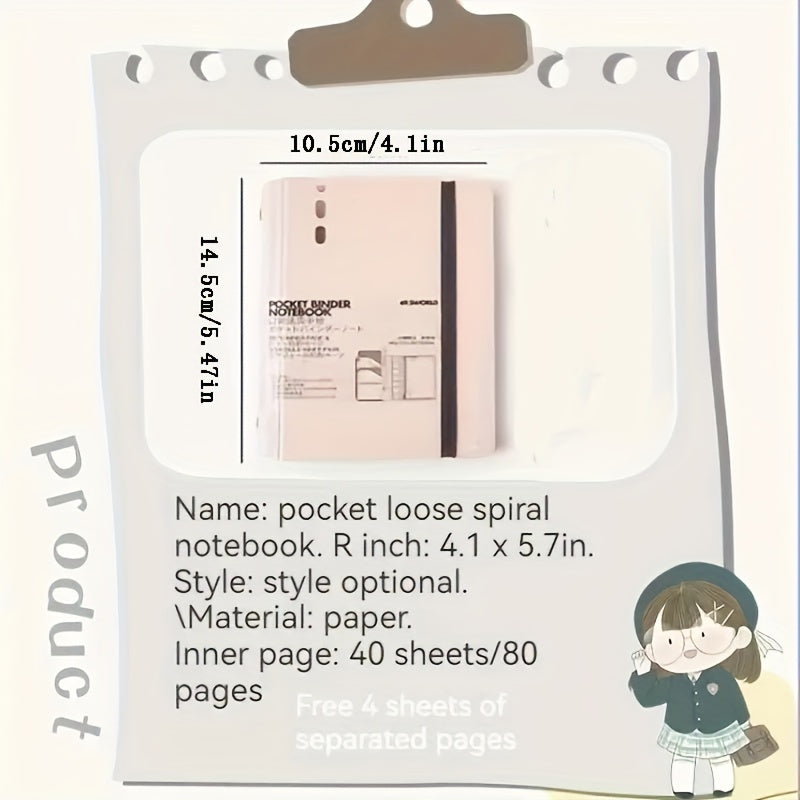 A7 Loose leaf Notebook Cover with Paper and Dividers