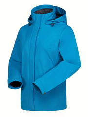 Women's Thermal Hooded Jacket Windproof Softshell Coat for Hiking
