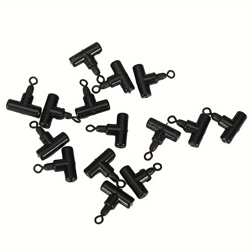 15pcs T Swivel Ring Fishing Connectors Rig Beads Hair Tackle Accessory