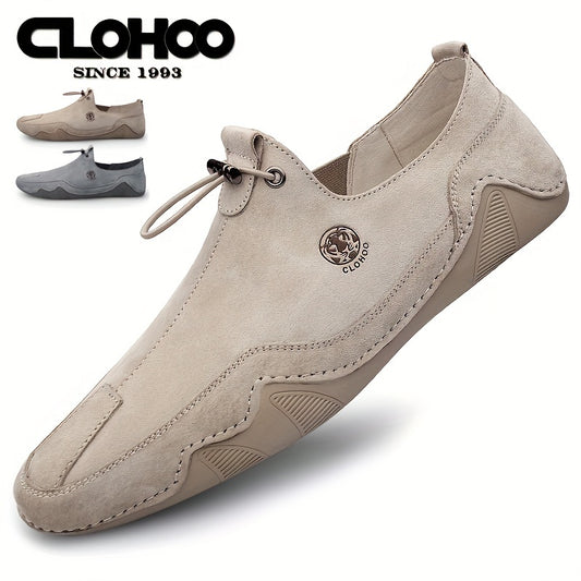 CLOHOO Men's Slip On Shoes Khaki Grey