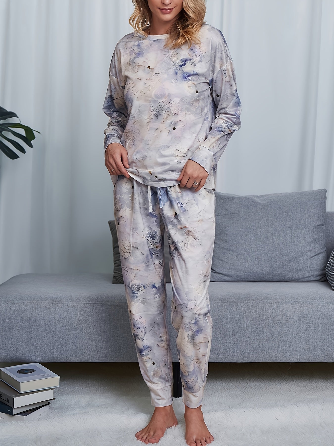 Tie Dye Lounge Set Long Sleeve Top & Pants