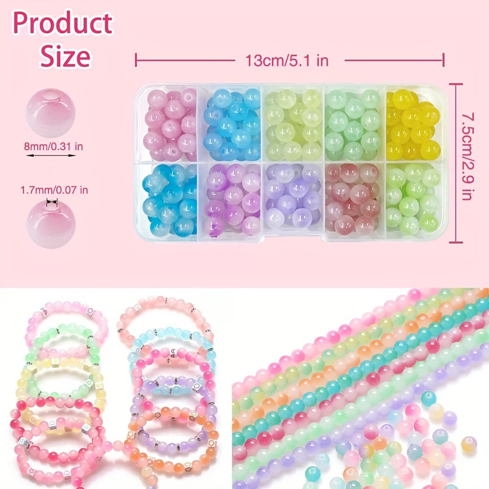 10 Grids Glass Beads, 8mm Single Two