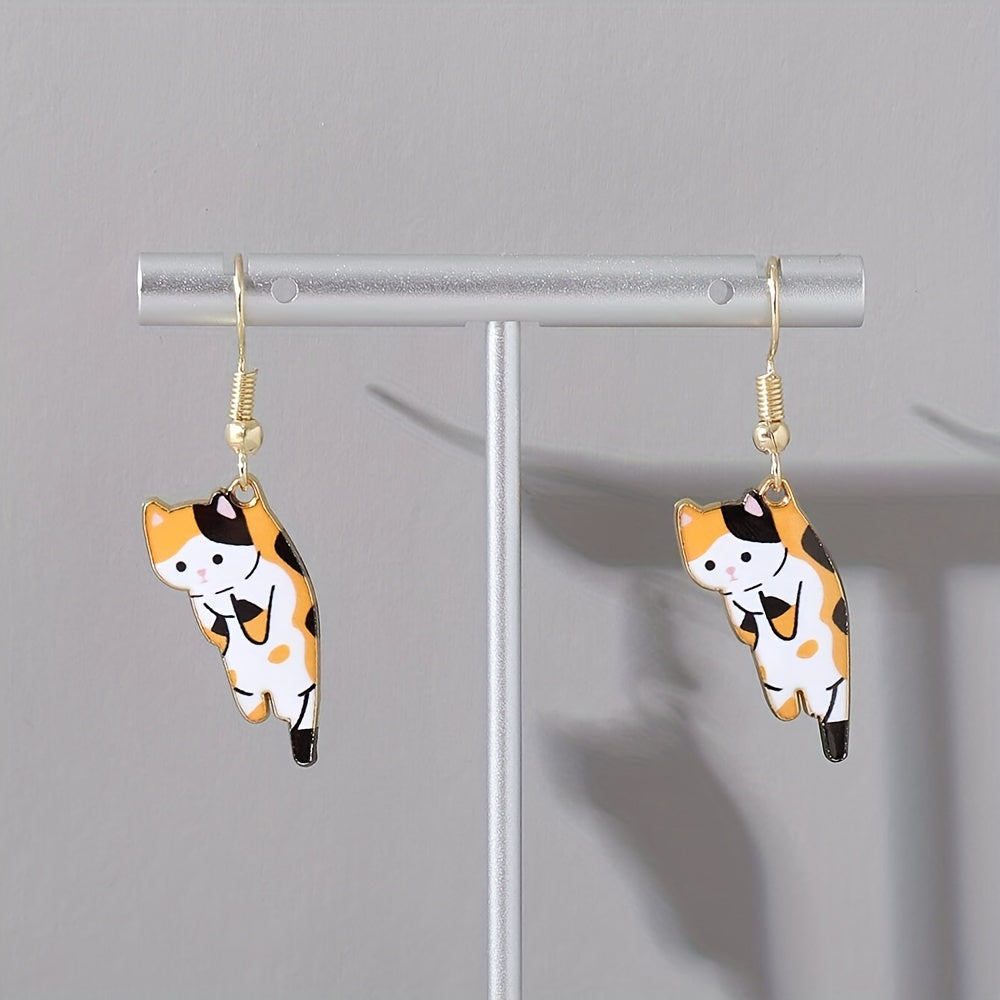 Cartoon Kitten Pendant Earrings Women's Jewelry 5 Colors