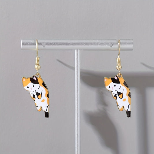 Cartoon Kitten Pendant Earrings Women's Jewelry 5 Colors