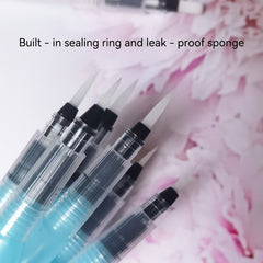 Solid Watercolor Brush Set 7pcs Flat and Round Tips